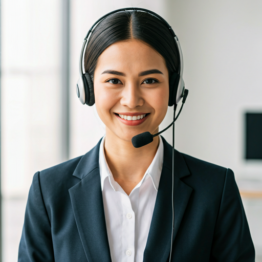 Support team member with headset